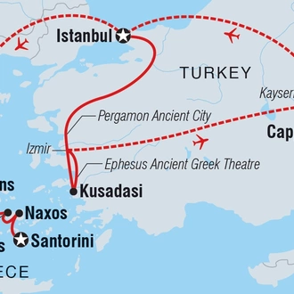 tourhub | Intrepid Travel | Premium Turkey & The Cyclades Islands | Tour Map