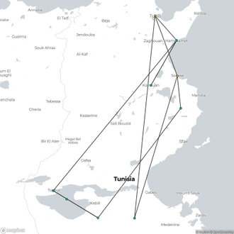 tourhub | Tunisie Voyages | Highlights of Tunisia, Small Group Tour | Tour Map