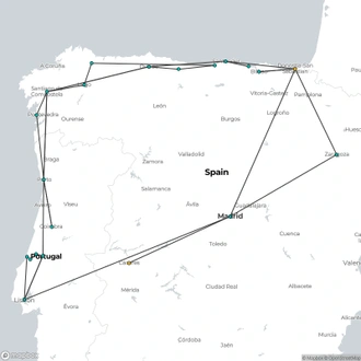 tourhub | Julia Travel | Northern Spain and Portugal from Madrid | Tour Map