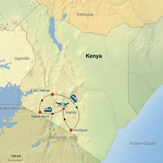 tourhub | Indus Travels | Essential Kenya Safari | Tour Map