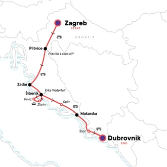 tourhub | G Adventures | Croatia Adventure | Tour Map