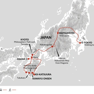tourhub | Explore! | Walk Japan - Kumano Kodo Trail | Tour Map