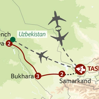 tourhub | Saga Holidays | Uzbekistan - Jewel of the Silk Road | Tour Map