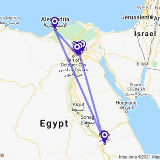tourhub | Egypt Best Vacations | 6 Day Egypt Tour For Solo Travelers: Cairo, Alexandria And Luxor | Tour Map