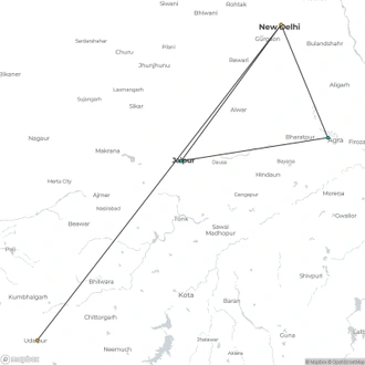 tourhub | Le Passage to India | Golden Triangle with Udaipur City of Lakes, Supersaver | Tour Map