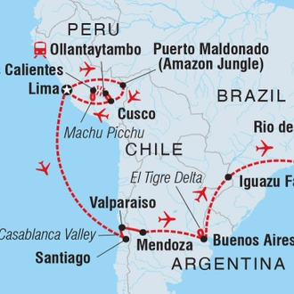 tourhub | Intrepid Travel | Premium Highlights of South America | Tour Map