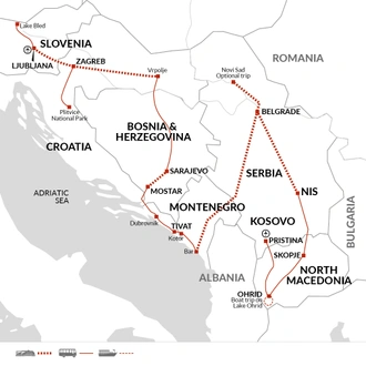 tourhub | Explore! | Balkans Rail Adventure | Tour Map