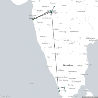 tourhub | Agora Voyages | Historic Caves & Backwater of Kerala | Tour Map