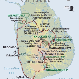 tourhub | Wild Frontiers | Sri Lanka: Hidden Treasures of the Sacred Island (Christmas Departure) | Tour Map