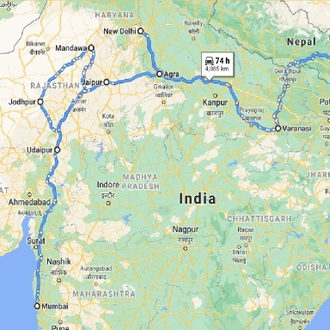 tourhub | Panda Experiences | North India with Nepal | Tour Map