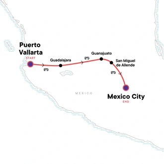tourhub | G Adventures | Essential Central Mexico | Tour Map