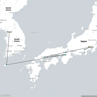 tourhub | Tweet World Travel | Japan & South Korea Small Group Tour | Tour Map