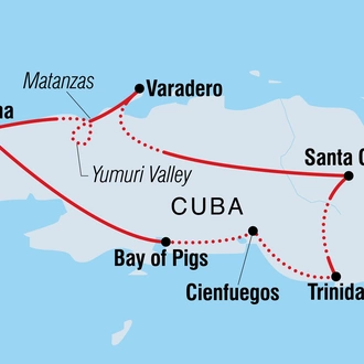 tourhub | Intrepid Travel | Cycle Cuba: East | Tour Map