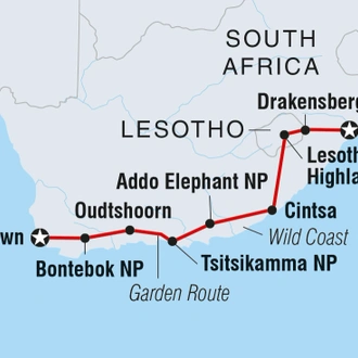 tourhub | Intrepid Travel | Garden Route Adventure | Tour Map