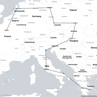 tourhub | Interrailingpackages Ltd | The Euro Trip | Tour Map