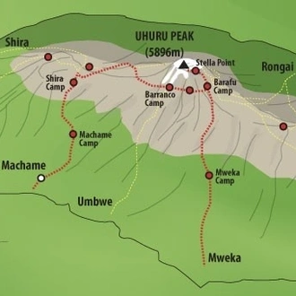 tourhub | Widerange African Safaris | 6 days Machame route Package | Kilimanjaro climb 2024 | Tour Map