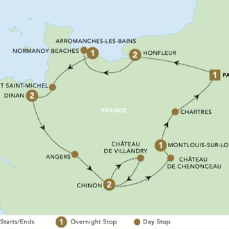 tourhub | Blue-Roads Touring | La Belle France 2024 | Tour Map