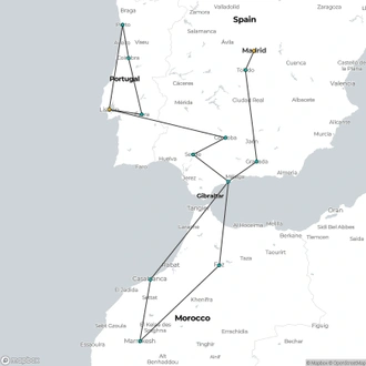 tourhub | Julia Travel | Lisbon, Coimbra, Évora, Porto, Andalusia, and Madrid in 21 Days | Tour Map