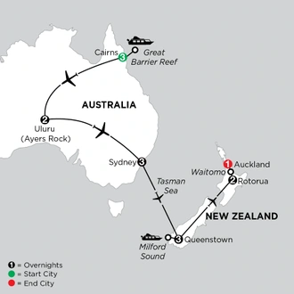 tourhub | Globus | Independent Best of Australia & New Zealand | Tour Map