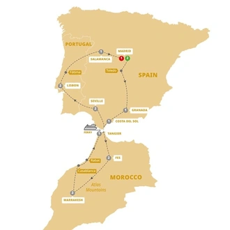 tourhub | Trafalgar | Spain, Morocco and Portugal | Tour Map