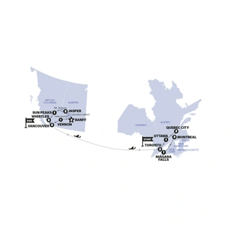 tourhub | Contiki | Ultimate Canada | 2026 | Tour Map