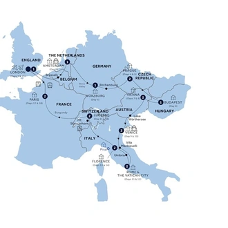 tourhub | Insight Vacations | Romantic European - Start London, Return Eurostar, Classic Group | Tour Map