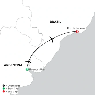 tourhub | Globus | Independent Buenos Aires City Stay with Rio de Janeiro | Tour Map