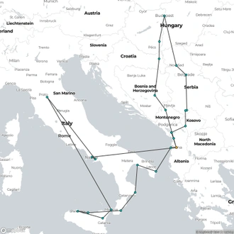 tourhub | Albania Explorer | Europe Explorer Grand Tour "Mediterranean and Dardania Route"  | Tour Map