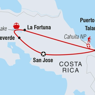 tourhub | Intrepid Travel | One Week In Costa Rica  | Tour Map