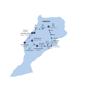 tourhub | Insight Vacations | Best of Morocco - Classic Group, Summer | Tour Map