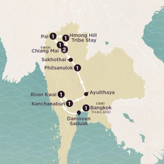 tourhub | Topdeck | Delve Deep: Northern Thailand 2024-25 | Tour Map
