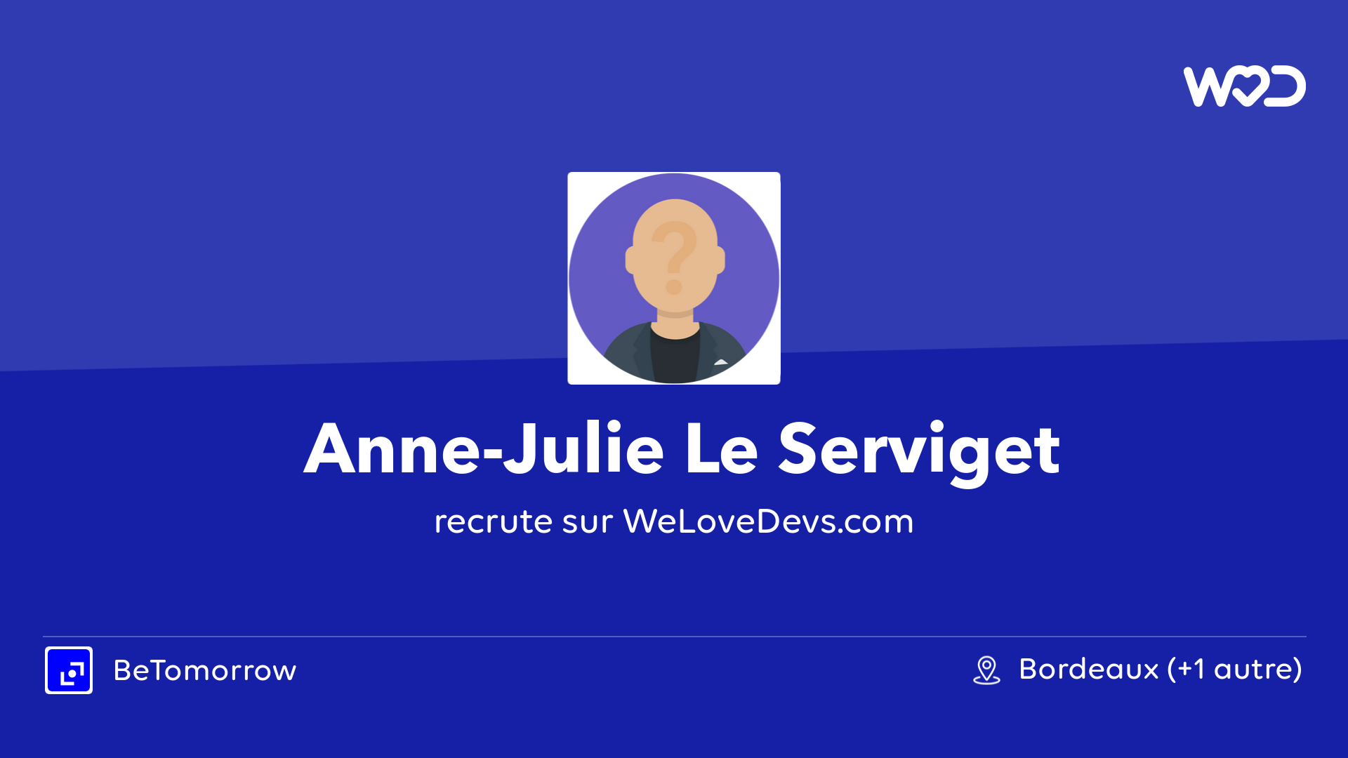 💙 Anne-Julie Le Serviget, Head of People at BeTomorrow is hiring ...