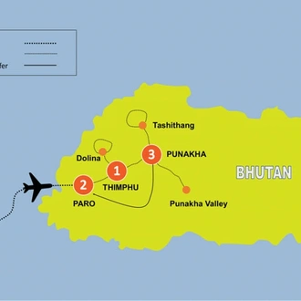 tourhub | Tweet World Travel | Wonders Of Bhutan On Bike | Tour Map