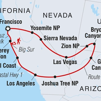 tourhub | Intrepid Travel | Epic American West | Tour Map