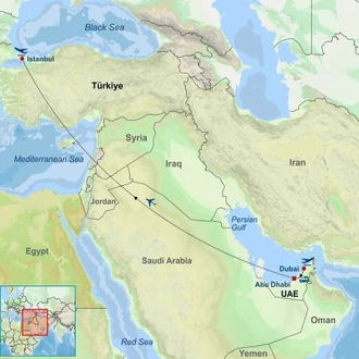 tourhub | Indus Travels | Discover Dubai Abu Dhabi and Istanbul | Tour Map
