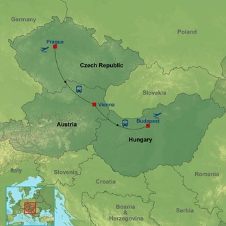 tourhub | Indus Travels | Prague Vienna And Budapest City Package | Tour Map