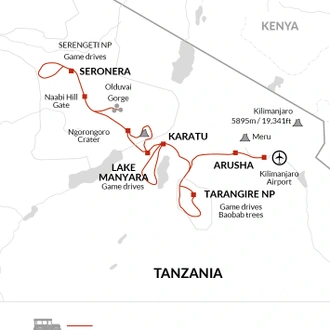 tourhub | Explore! | Serengeti Wildlife Experience | Tour Map