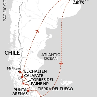 tourhub | Explore! | Adventures In Patagonia | Tour Map