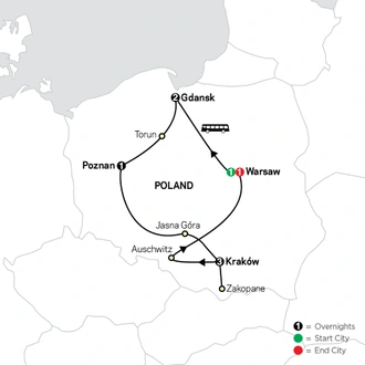 tourhub | Cosmos | Portrait of Poland | Tour Map