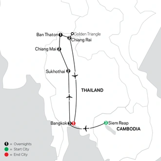 tourhub | Cosmos | Tantalizing Thailand & the Temples of Angkor | Tour Map