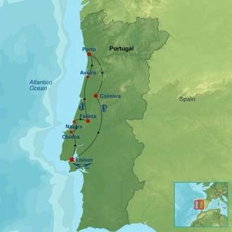 tourhub | Indus Travels | Picturesque Solo Portugal Tour | Tour Map