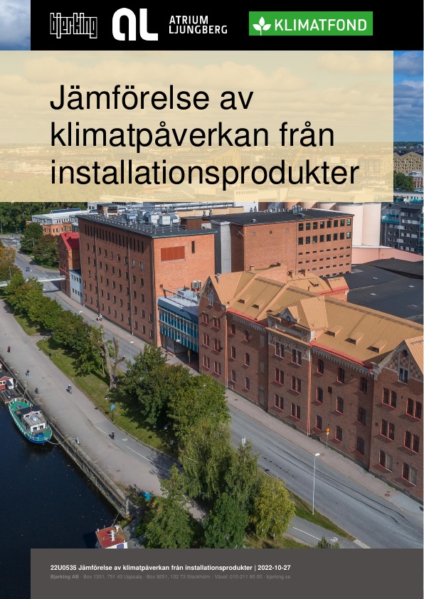 Klimatfondsrapport nov-22: Jämförelse av klimatpåverkan från installationsprodukter.