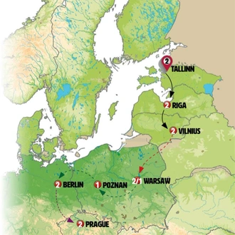 tourhub | Europamundo | Stunning Baltics End Warsaw | Tour Map