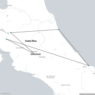 tourhub | Destination Services Costa Rica | Volcanoes, Nature and Caribbean, Self-drive | Tour Map