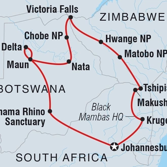 tourhub | Intrepid Travel | Explore Southern Africa | Tour Map