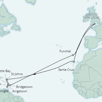 tourhub | Saga Ocean Cruise | Tropical Shores of the Caribbean | Tour Map