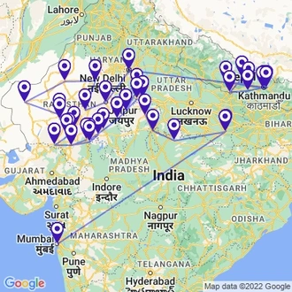 tourhub | UncleSam Holidays | Cultural India and Nepal Tour | Tour Map