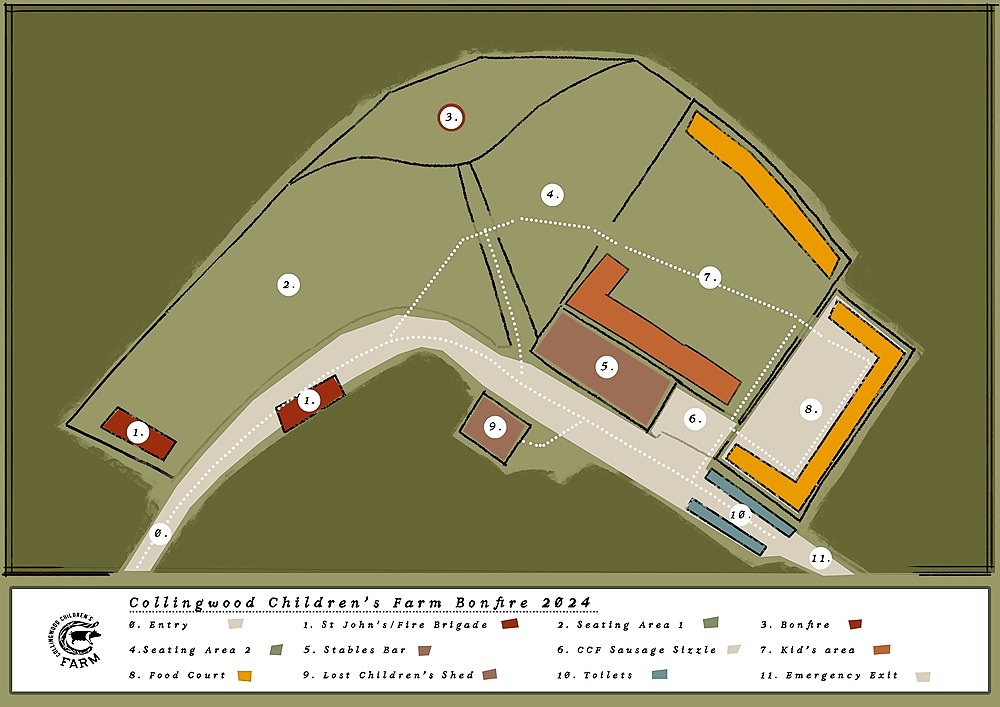 Collingwood Children's Farm Bonfire Event Site Map