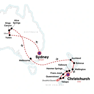 tourhub | G Adventures | Best of the South Pacific: Ultimate Australia & New Zealand | Tour Map