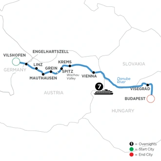 tourhub | Avalon Waterways | Active & Discovery on the Danube (Eastbound) (Illumination) | Tour Map